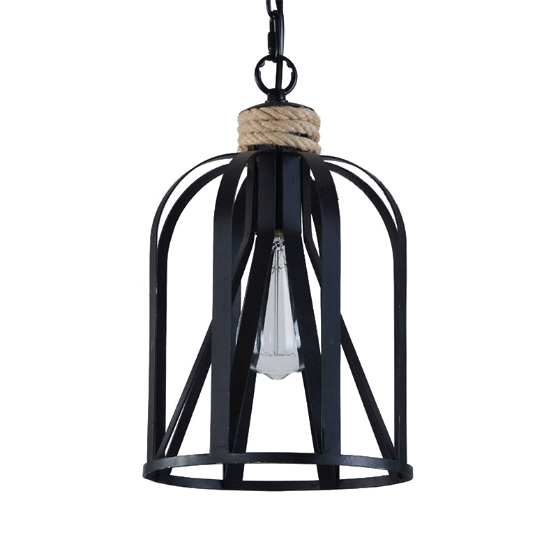 Retro Loft Pendant Light with Birdcage Shade and Metal Frame - Ideal for Restaurant or Home