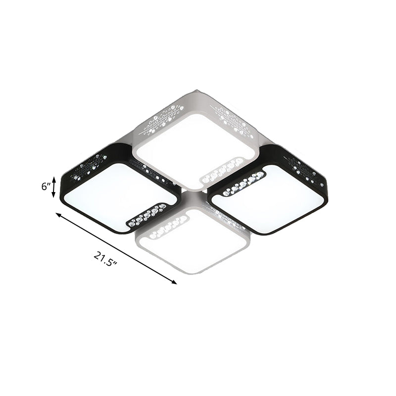 Contemporary Acrylic Flush Pendant Light - LED Black Ceiling Mount for Living Room