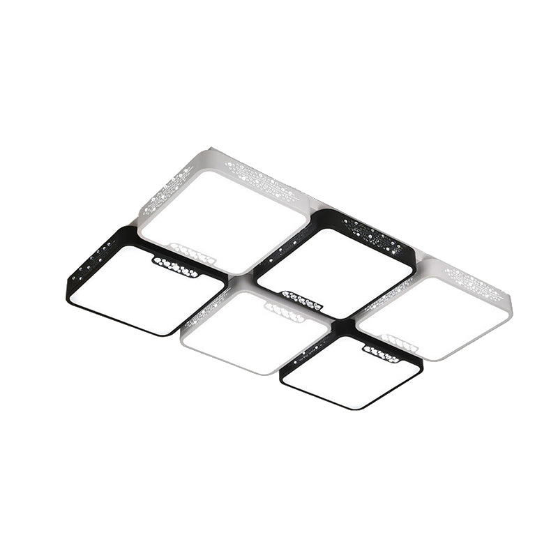 Contemporary Acrylic Flush Pendant Light - LED Black Ceiling Mount for Living Room