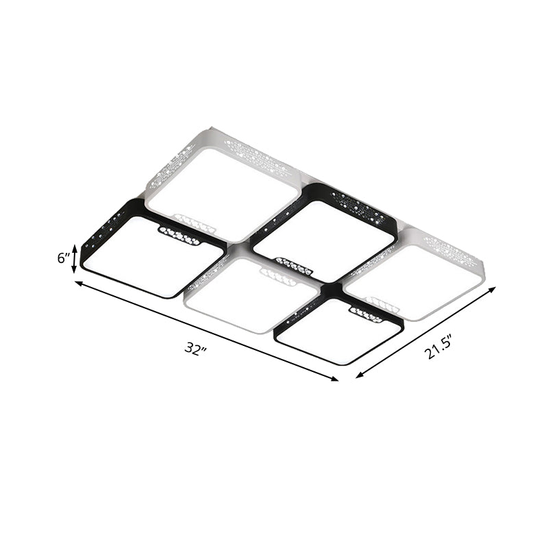 Contemporary Acrylic Flush Pendant Light - LED Black Ceiling Mount for Living Room