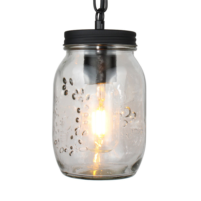 Classic Mason Jar Hanging Ceiling Light Pendant Lighting in Black