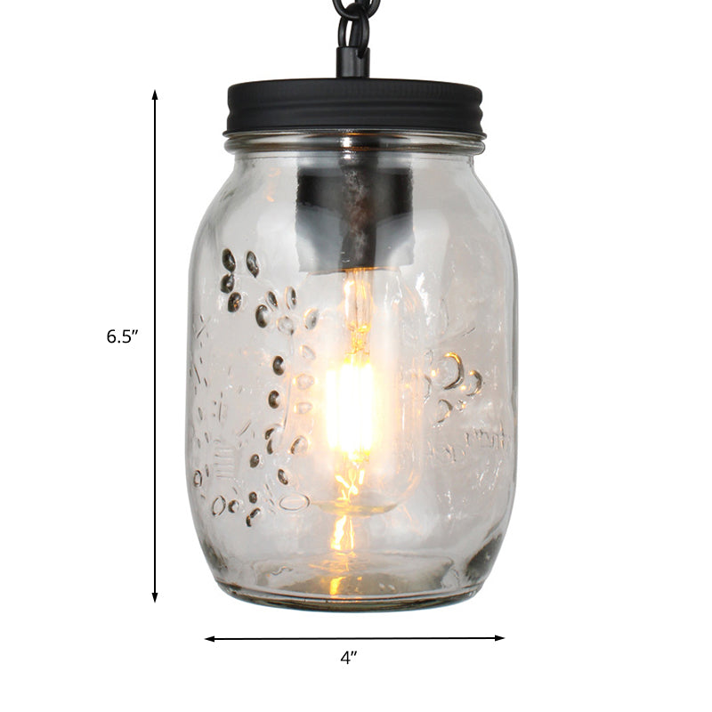 Classic Mason Jar Hanging Ceiling Light Pendant Lighting in Black