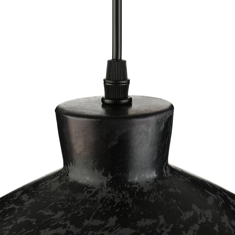 Industrial Style Iron Pendant Light Fixture - 4-Light Aged Black Shade - Indoor Hanging Lighting