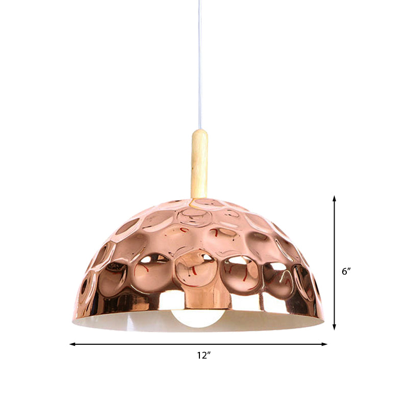Retro Style Rose Gold Dome Pendant Light for Dining Table