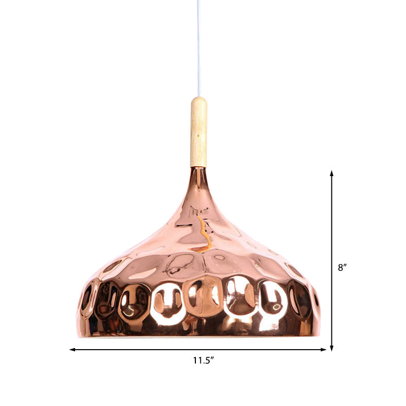 Retro Style Rose Gold Dome Pendant Light for Dining Table