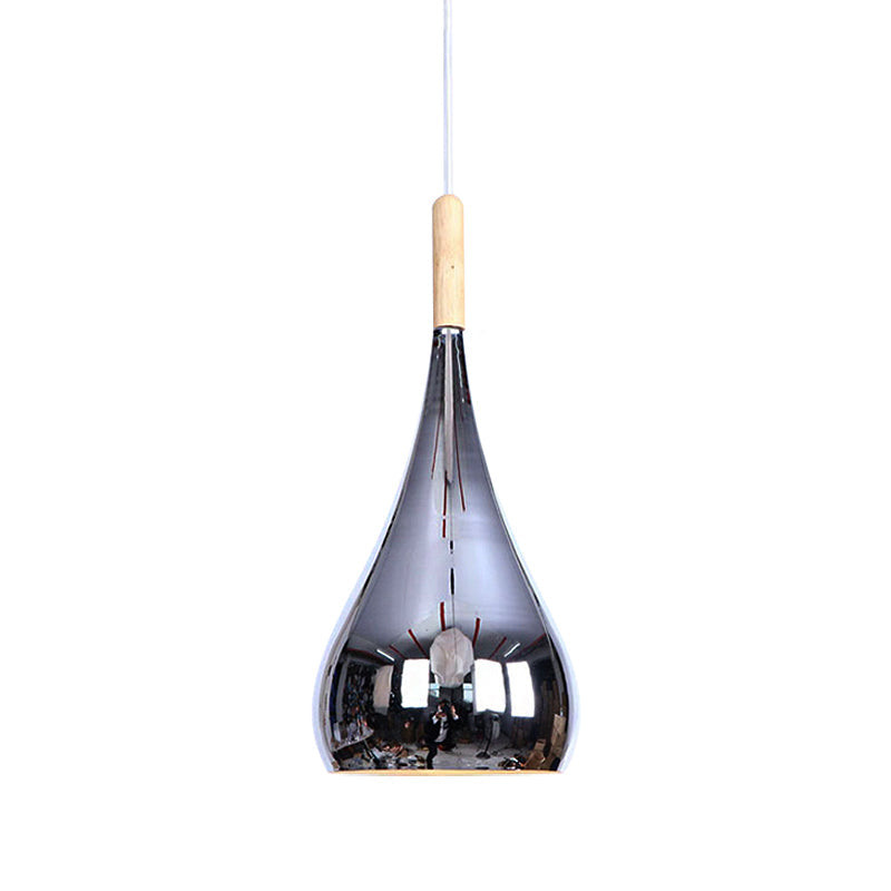 Teardrop Hanging Light Fixture Contemporary Chrome/Rose Gold Metal Pendant Ceiling Light for Kitchen