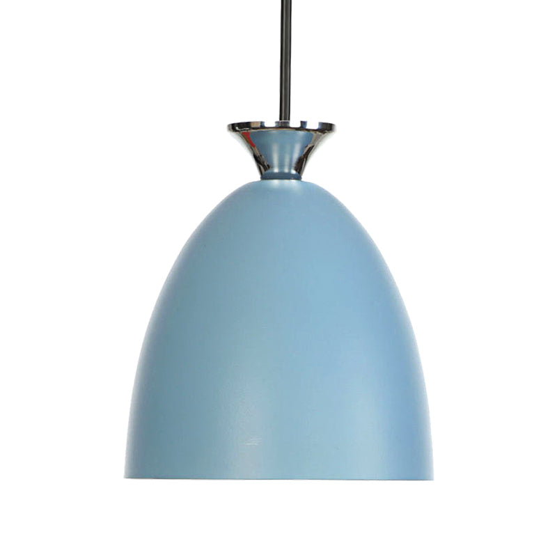 Blue/Gray Macaron Metallic Bedside Pendant Lamp With Adjustable Cord