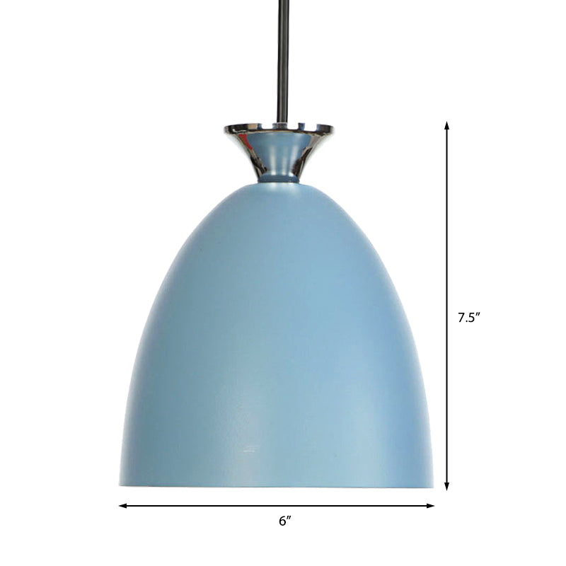 Macaron Metallic Pendant Lamp - Blue/Gray with Adjustable Cord for Bedside or Ceiling Lighting