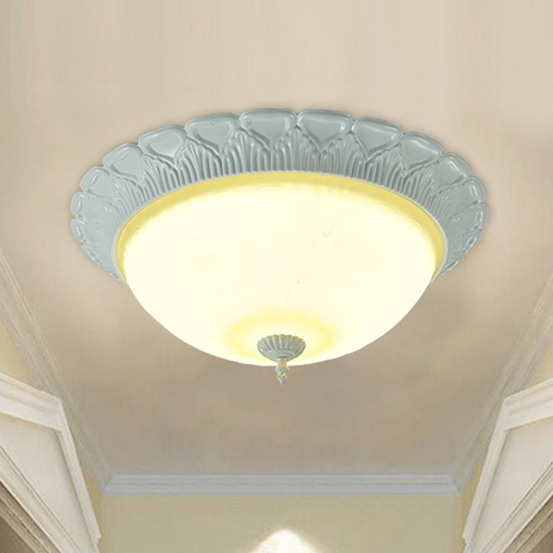 Plafonnier à LED classique en verre opalin - Blanc, 16"/20,5" de large avec lumière chaude/blanche