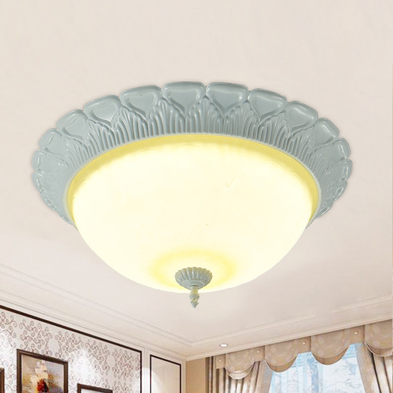 Plafonnier à LED classique en verre opalin - Blanc, 16"/20,5" de large avec lumière chaude/blanche