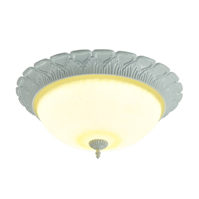 Plafonnier à LED classique en verre opalin - Blanc, 16"/20,5" de large avec lumière chaude/blanche