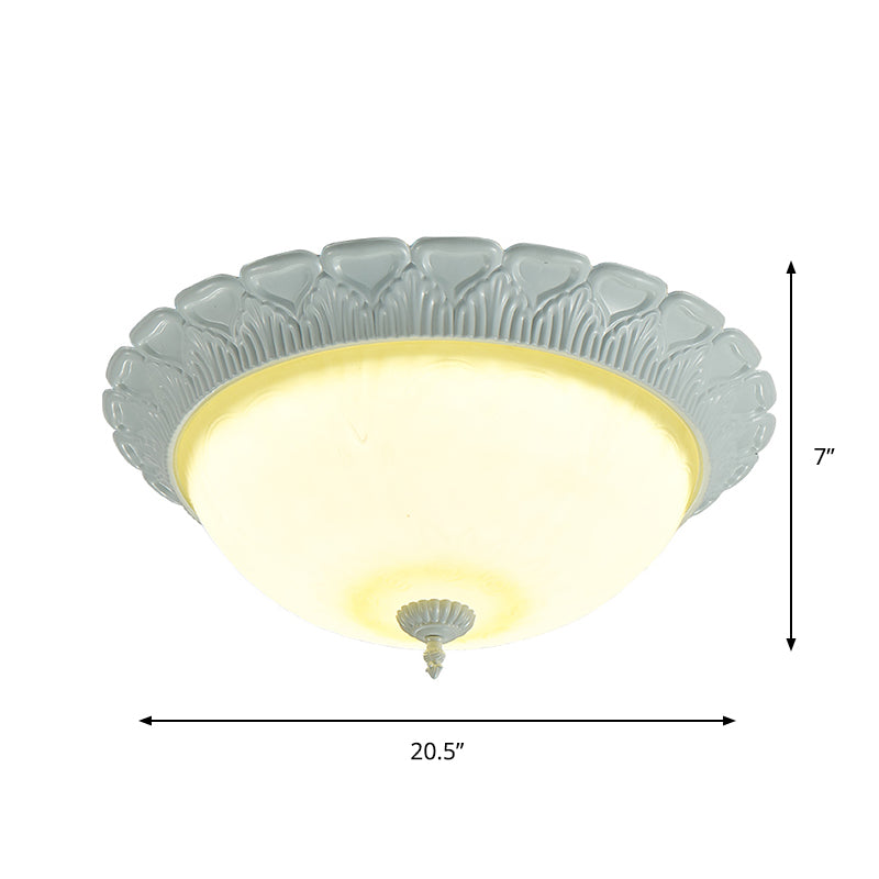 Plafonnier à LED classique en verre opalin - Blanc, 16"/20,5" de large avec lumière chaude/blanche
