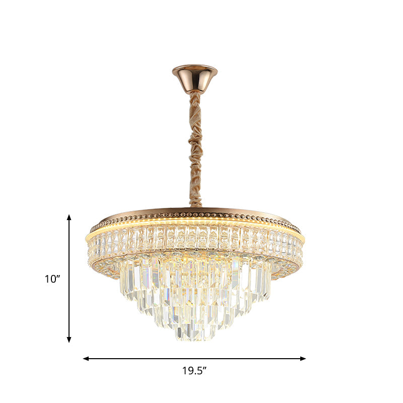 Contemporary Led Crystal Chandelier For Dining Room Suspended With Clear Prisms
