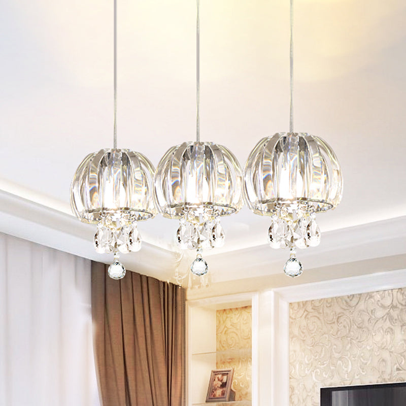 Jellyfish Crystal Petals Mini Pendant - Contemporary Dining Hall Hanging Light Clear
