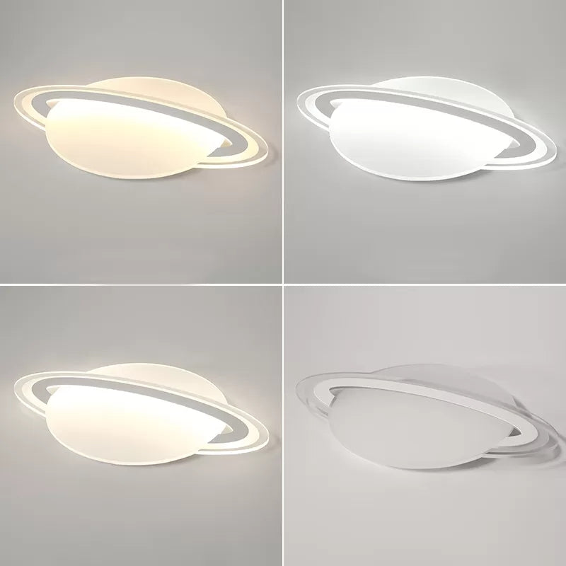 Plafonnier moderne en forme de planète en blanc pour chambre de garçon