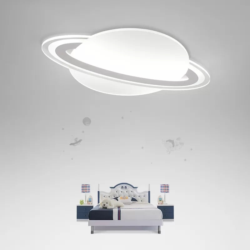 Plafonnier moderne en forme de planète en blanc pour chambre de garçon