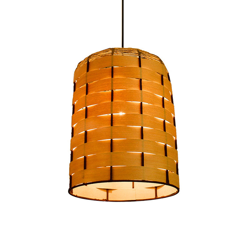 Suspension à dôme large de 10"/12" - Lampe suspendue contemporaine en bois beige