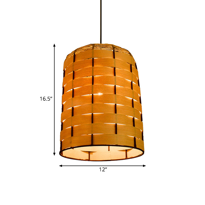 Suspension à dôme large de 10"/12" - Lampe suspendue contemporaine en bois beige