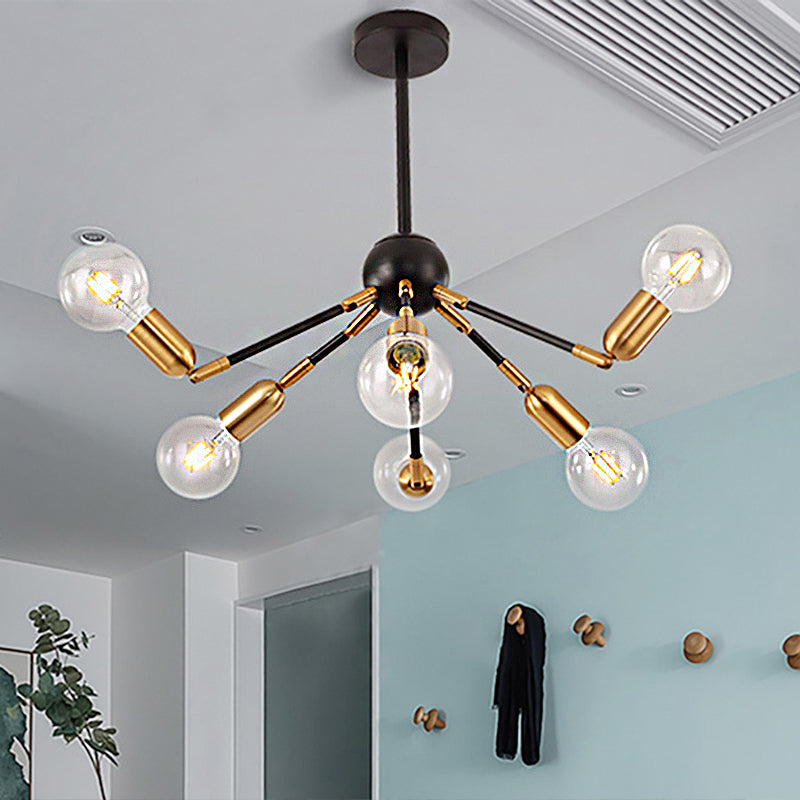 Modern Gold Metal Chandelier - Abstract Design with Multiple Lights - Hanging Ceiling Lamp for Bedrooms