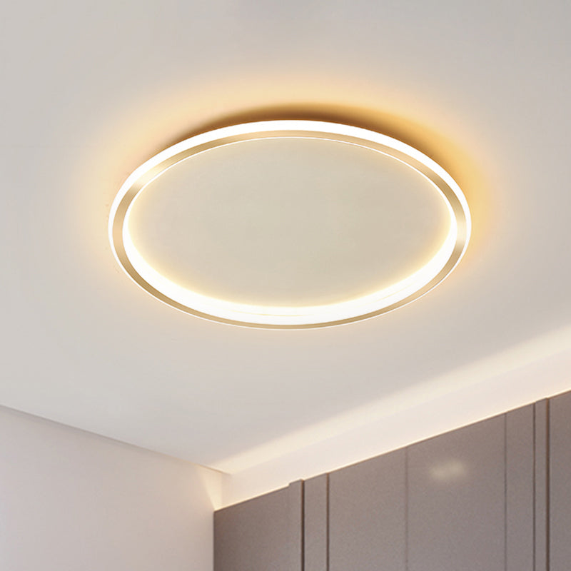 Gold LED Flush Mount Ceiling Lamp with Stepless Dimming, Remote Control and Warm/White Light (16"/19.5"/23.5")