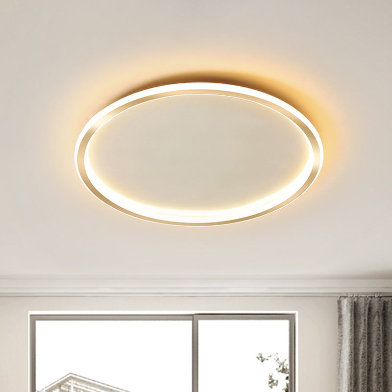 Gold LED Flush Mount Ceiling Lamp with Stepless Dimming, Remote Control and Warm/White Light (16"/19.5"/23.5")