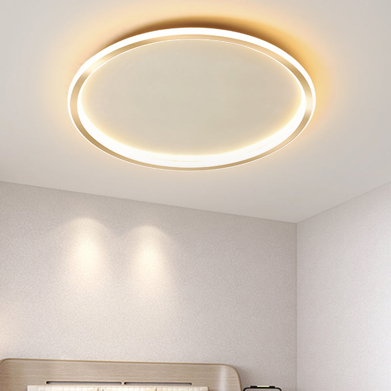 Gold LED Flush Mount Ceiling Lamp with Stepless Dimming, Remote Control and Warm/White Light (16"/19.5"/23.5")