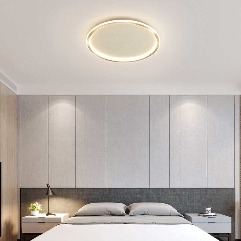 Gold LED Flush Mount Ceiling Lamp with Stepless Dimming, Remote Control and Warm/White Light (16"/19.5"/23.5")