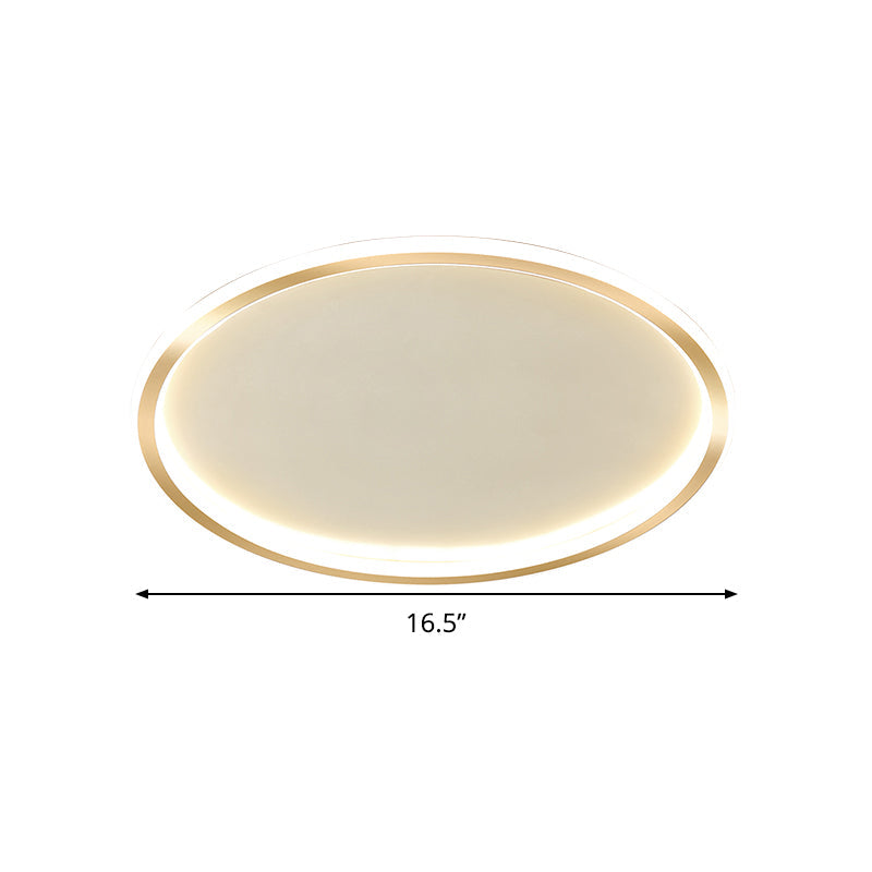 Gold LED Flush Mount Ceiling Lamp with Stepless Dimming, Remote Control and Warm/White Light (16"/19.5"/23.5")