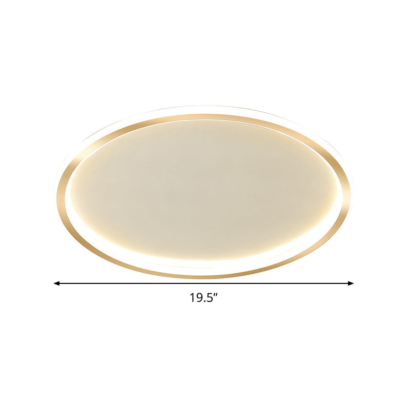 Gold LED Flush Mount Ceiling Lamp with Stepless Dimming, Remote Control and Warm/White Light (16"/19.5"/23.5")