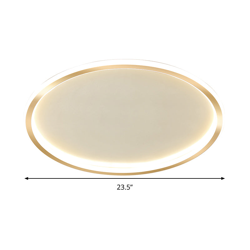Gold LED Flush Mount Ceiling Lamp with Stepless Dimming, Remote Control and Warm/White Light (16"/19.5"/23.5")