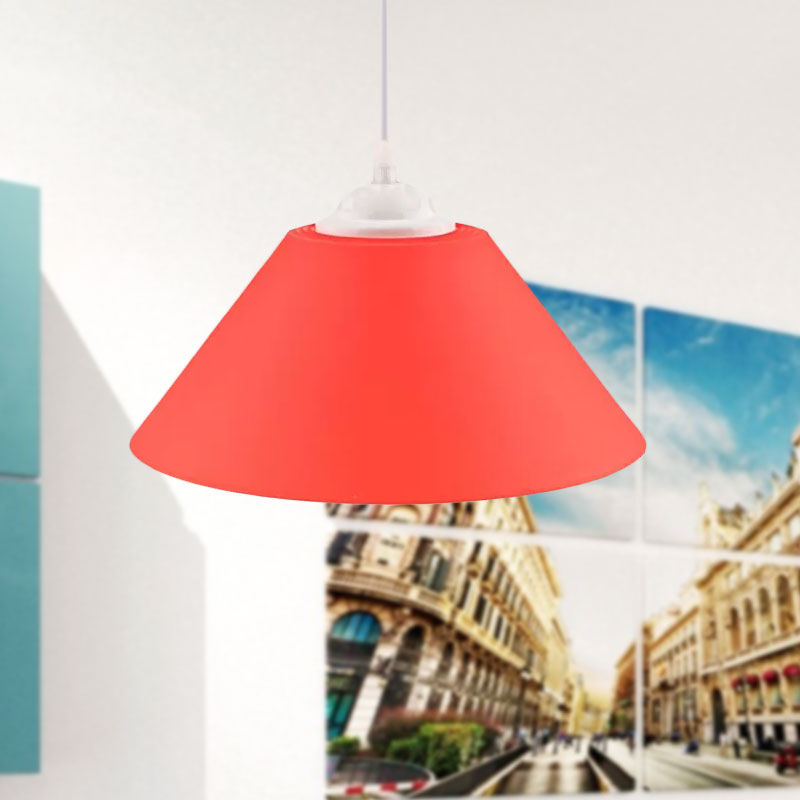 Modern Metal Conic Pendant Light with Adjustable Cord for Living Room - Black/Gray/Dark Green
