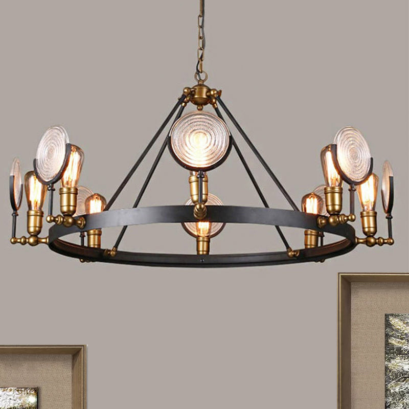 Vintage Metal Suspension Light in Brass Finish - Ring Pendant for Bedroom Lighting