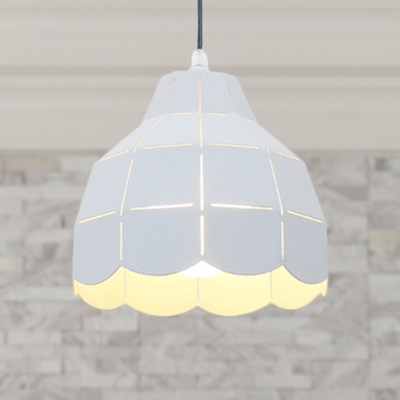 Modern Nordic Metal Pendant Light - Black/Gray/White/Yellow/Blue - Folded Design - 1 Light - Dining Room Hanging Lamp