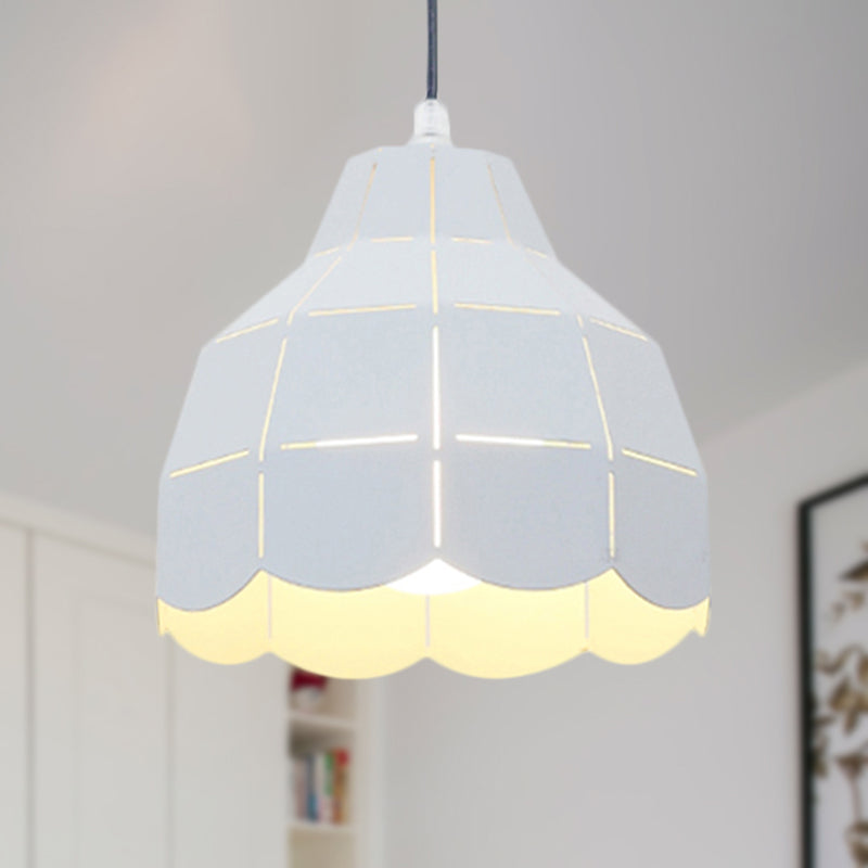 Modern Nordic Metal Pendant Light - Black/Gray/White/Yellow/Blue - Folded Design - 1 Light - Dining Room Hanging Lamp