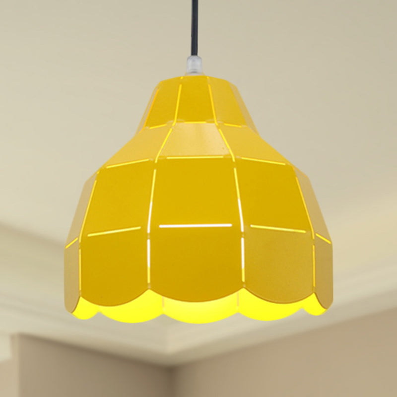 Modern Nordic Metal Pendant Light - Black/Gray/White/Yellow/Blue - Folded Design - 1 Light - Dining Room Hanging Lamp
