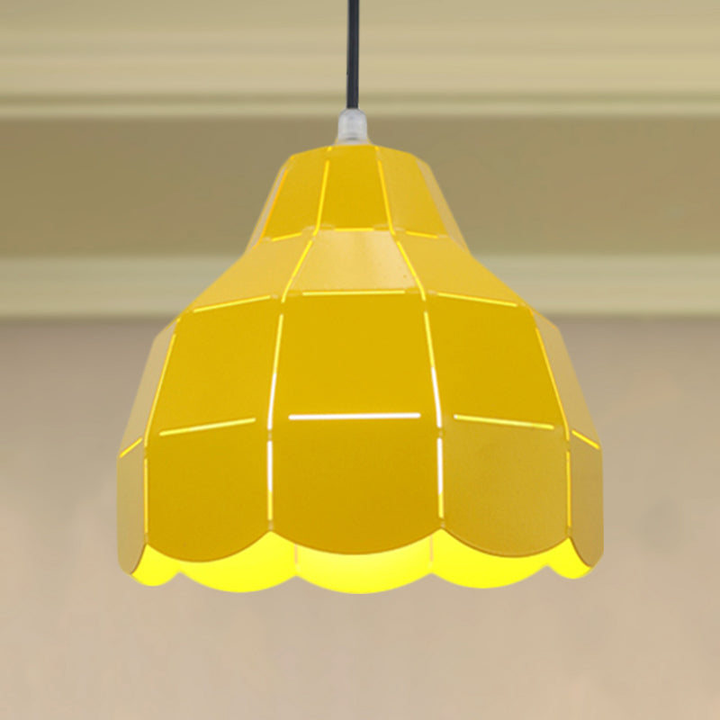 Modern Nordic Metal Pendant Light - Black/Gray/White/Yellow/Blue - Folded Design - 1 Light - Dining Room Hanging Lamp