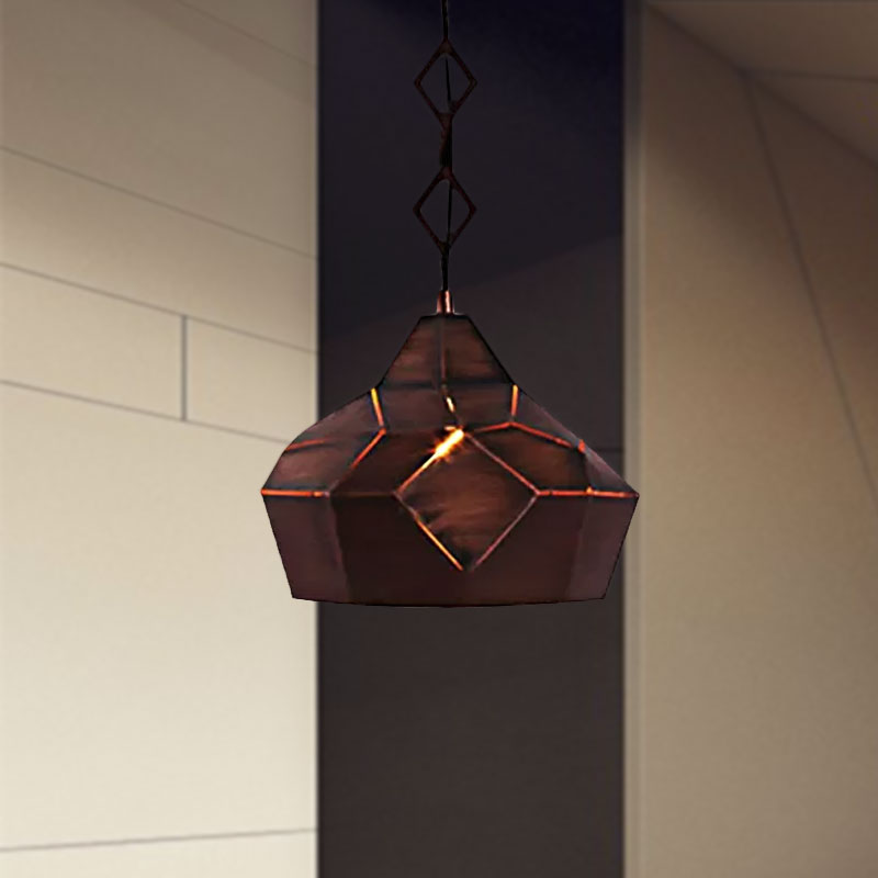 Teardrop Hanging Light with Metal Chain- 1 Light Wrought Iron Pendant Lamp for Restaurants