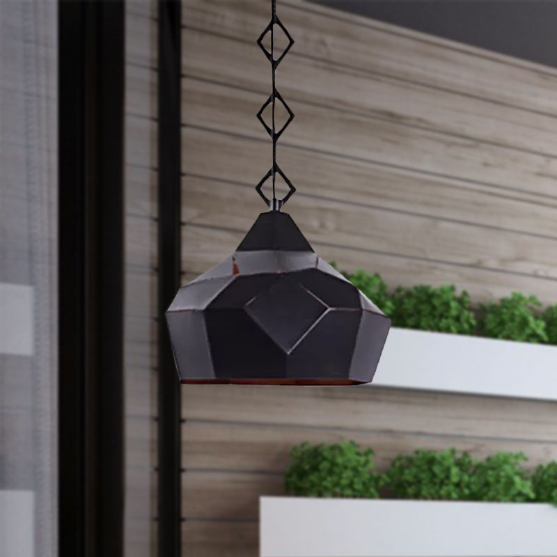 Teardrop Hanging Light with Metal Chain- 1 Light Wrought Iron Pendant Lamp for Restaurants