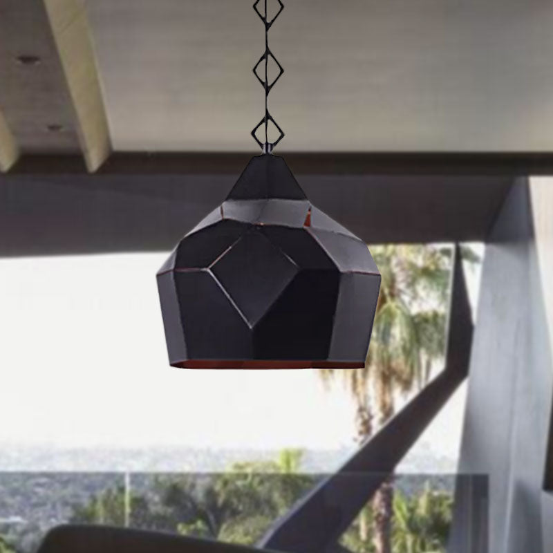 Teardrop Hanging Light For Restaurants - Elegant 1-Light Pendant Lamp With Metal Chain And Wrought