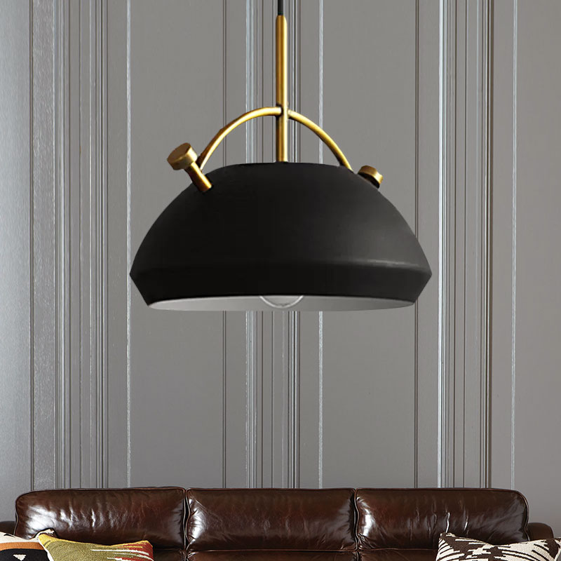 Retro Dome Shade Hanging Ceiling Light - Stylish Metal Pendant Lamp In Black/White 10/11/13 Width