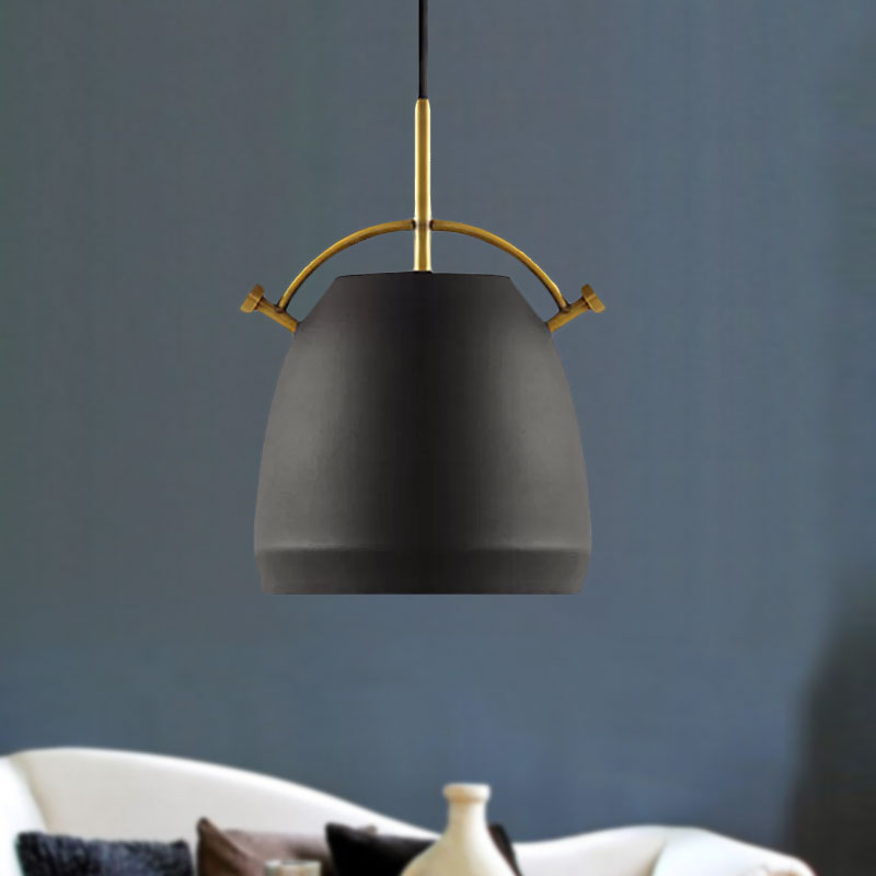 Retro Dome Shade Hanging Ceiling Light - Stylish Metal Pendant Lamp In Black/White 10/11/13 Width