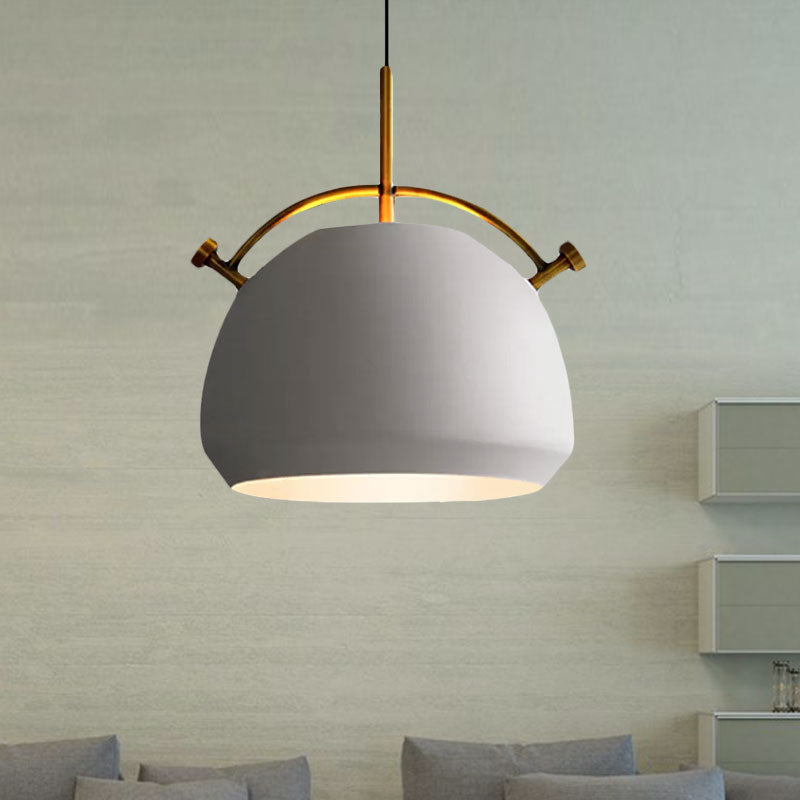 Retro Dome Shade Hanging Ceiling Light - Stylish Metal Pendant Lamp In Black/White 10/11/13 Width
