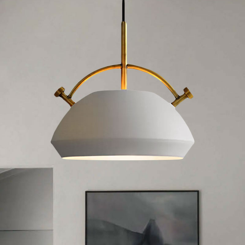 Retro Dome Shade Hanging Ceiling Light - Stylish Metal Pendant Lamp In Black/White 10/11/13 Width