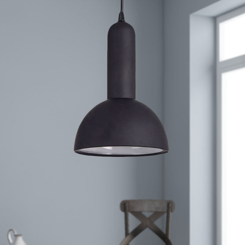 Suspension industrielle en forme de dôme en noir métallisé - Parfait pour le salon