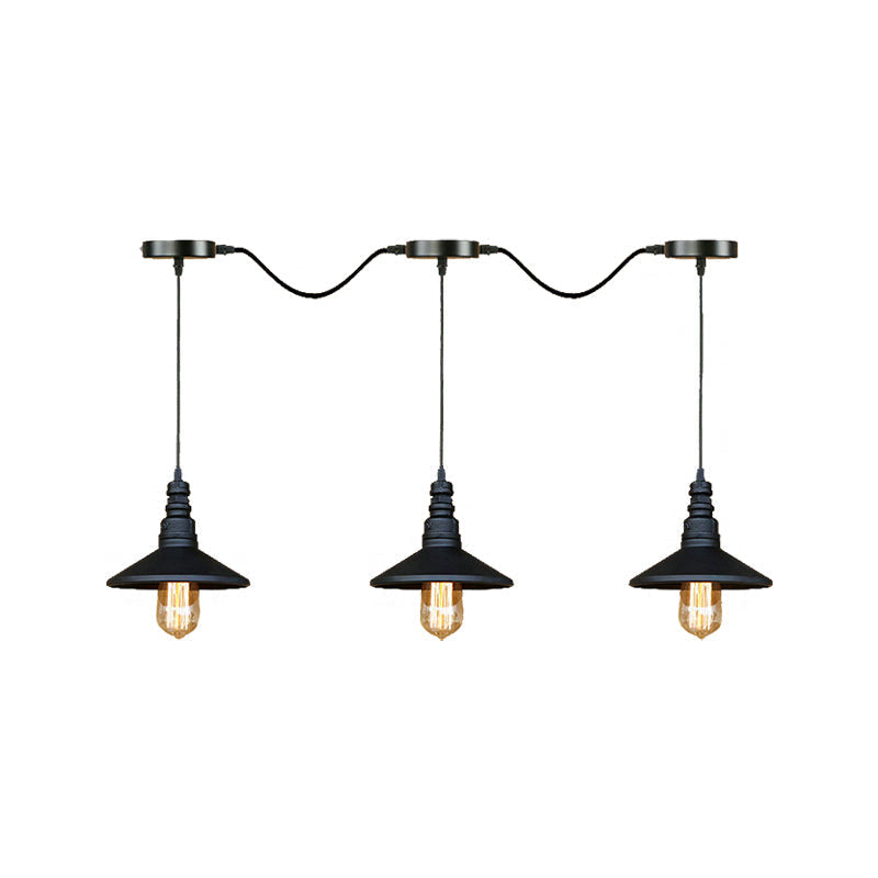 Vintage Industrial Black Iron Saucer Pendant Ceiling Light with 3/5 Bulbs and Wire Connection