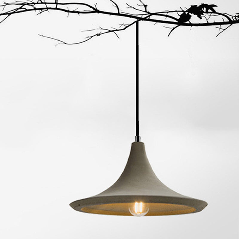 Vintage Industrial Hanging Lamp With Flared Gray/White Concrete Shade For Coffee Shop Ceiling
