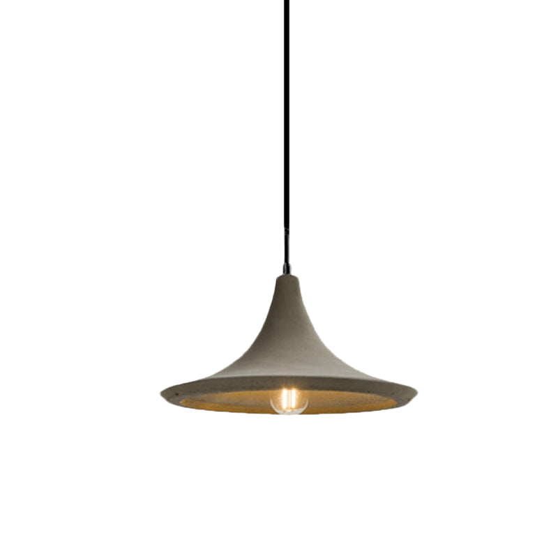 Vintage Industrial Hanging Lamp With Flared Gray/White Concrete Shade For Coffee Shop Ceiling