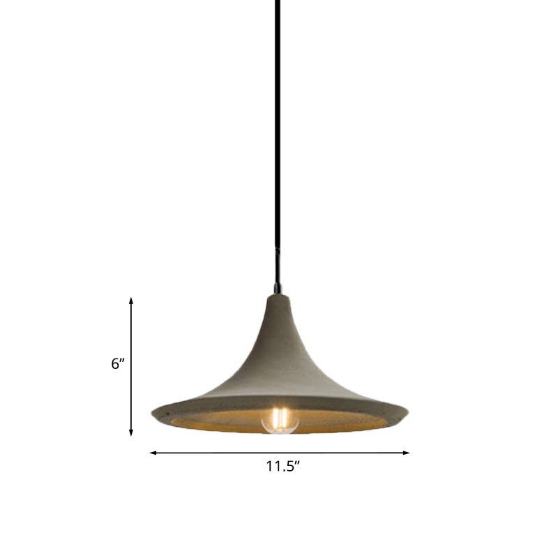 Vintage Industrial Concrete Hanging Lamp with Flared Shade - Coffee Shop Ceiling Pendant (Gray/White)