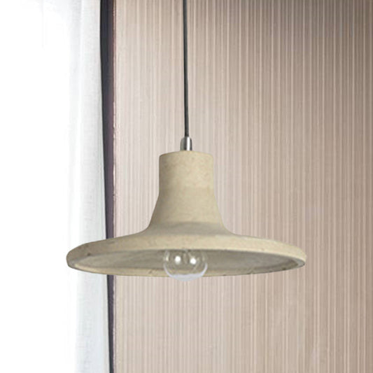 Vintage Industrial Concrete Hanging Lamp with Flared Shade - Coffee Shop Ceiling Pendant (Gray/White)