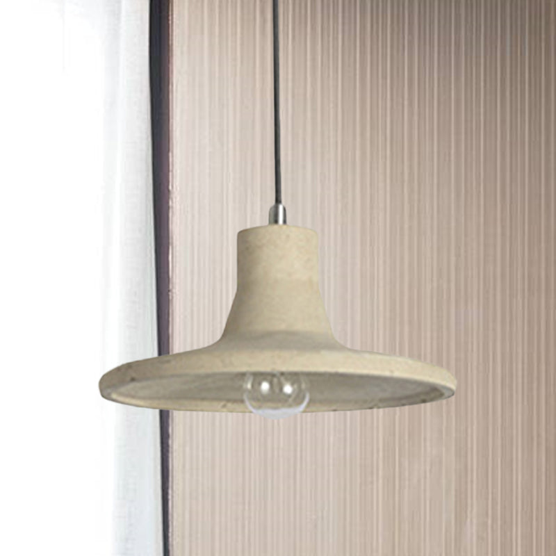 Vintage Industrial Hanging Lamp With Flared Gray/White Concrete Shade For Coffee Shop Ceiling